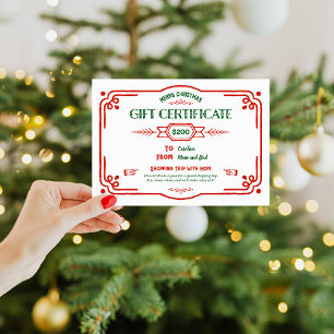 Benutzerdefinierte Weihnachts-Geschenkgutschein Feiertagskarte
