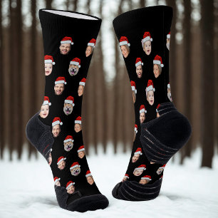 Benutzerdefinierte Weihnachts-Gesichtssocken, Sant Socken