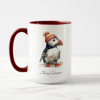 Benutzerdefinierte Weihnachts-Puffin-Orange-Pompon Tasse