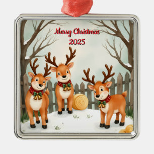 Benutzerdefinierte Weihnachts-Rentier-Familie Ornament Aus Metall