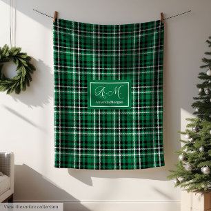 Benutzerdefinierte Weihnachtsdecke Grün-Schwarzes Fleecedecke