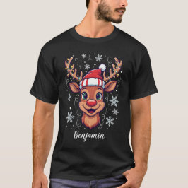 Benutzerdefinierte Weihnachtsfreude Niedlicher Ren T-Shirt