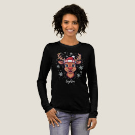 Benutzerdefinierte Weihnachtsfreude Süßes Rentier Tri-Blend Shirt