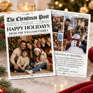 Benutzerdefinierte Weihnachtskarte Zeitungsformat, Feiertagskarte