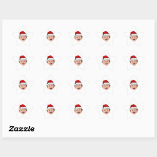 Benutzerdefinierte Weihnachtsmann-Hut-Aufkleber, G Stern-Aufkleber