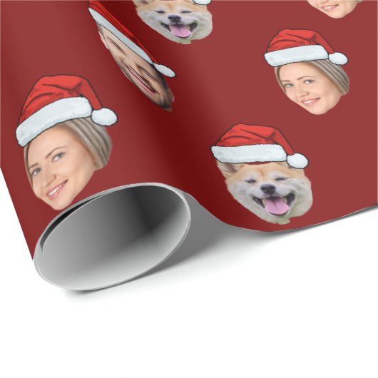 Benutzerdefinierte Weihnachtsmannmütze für 3 Fotos Geschenkpapier (Rolleneckpunkt)