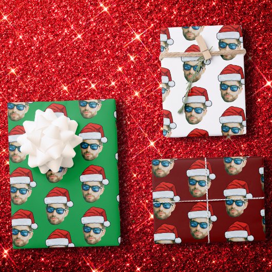 Benutzerdefinierte Weihnachtsmannmütze Geschenkpapier Set
