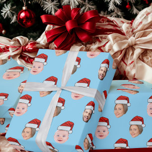 Benutzerdefinierte Weihnachtsmannmützen-Gesichter  Geschenkpapier