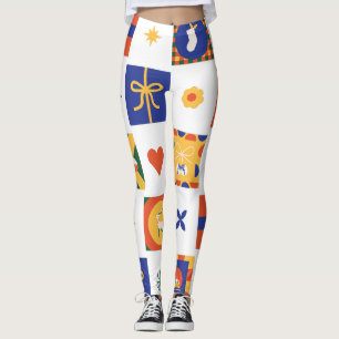 Benutzerdefinierte Weihnachtsmarke in Orange Blau Leggings