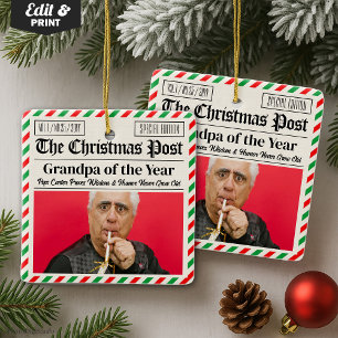 Benutzerdefinierte Weihnachtszeitung für Opa oder  Keramikornament