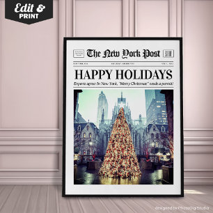 Benutzerdefinierte Weihnachtszeitung, Trendige Wei Poster
