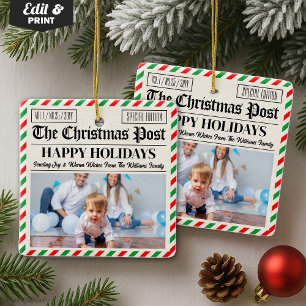 Benutzerdefinierte Weihnachtszeitungsdekoration, F Keramikornament