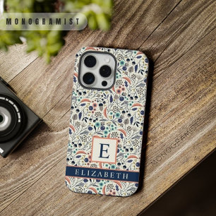Benutzerdefinierte weiße florale blaue Pfirsichblü iPhone 15 Pro Max Hülle