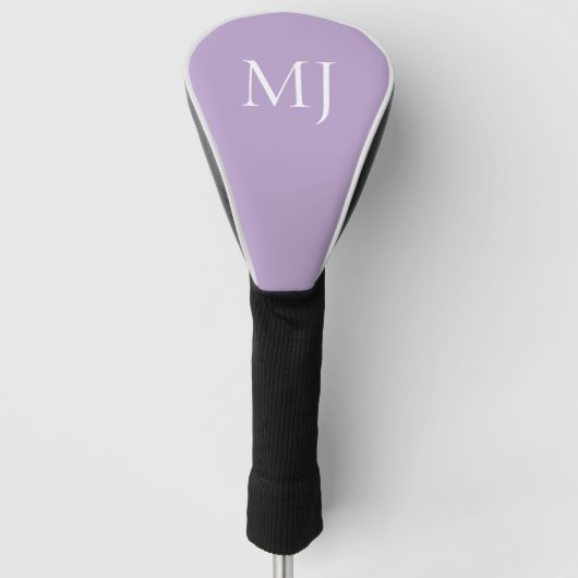 Benutzerdefinierte weiße Monogramm-Lavendel-Golfko Golf Headcover (Vorderseite)