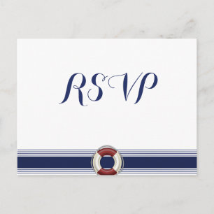 Benutzerdefinierte weiße nautische Hochzeits-RSVP- Einladungspostkarte