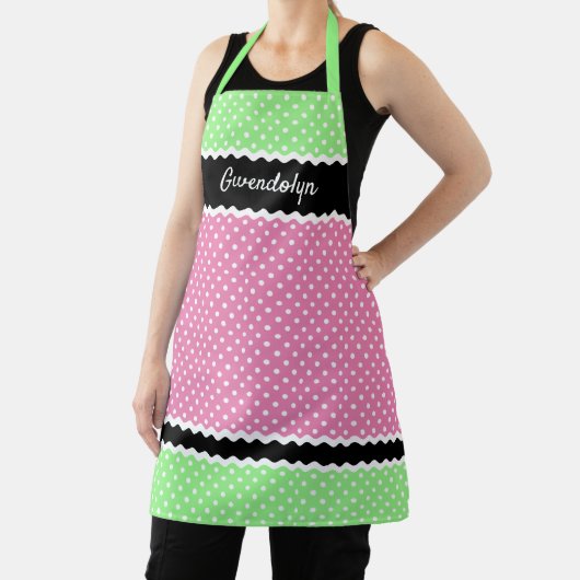 Benutzerdefinierte weiße Punkte auf Neonrosa, grün Schürze (InSitu)