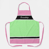 Benutzerdefinierte weiße Punkte auf Neonrosa, grün Schürze (Vorderseite)