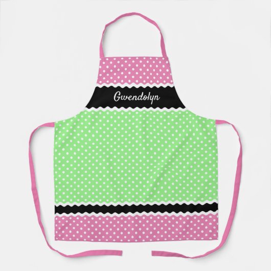 Benutzerdefinierte weiße Punkte auf Neonrosa, grün Schürze (Vorderseite)