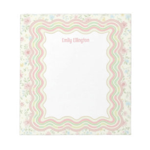 Benutzerdefinierte wellige Grenze Vintage Blumen P Notizblock