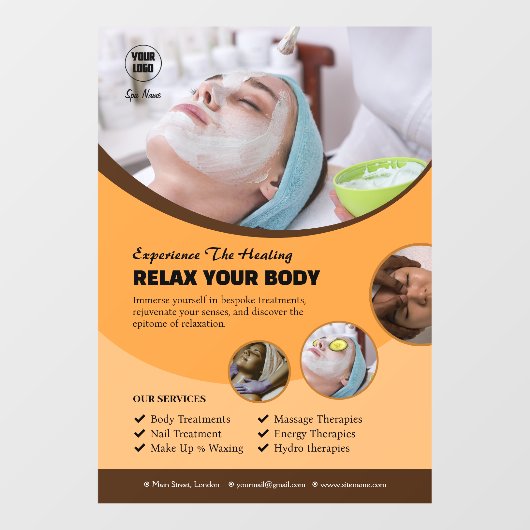 Benutzerdefinierte Wellness-Center-Fensterklammern Fensteraufkleber (Blatt)