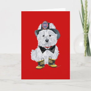 Benutzerdefinierte Westie-Feuerwehrmann-Grußkarte Karte