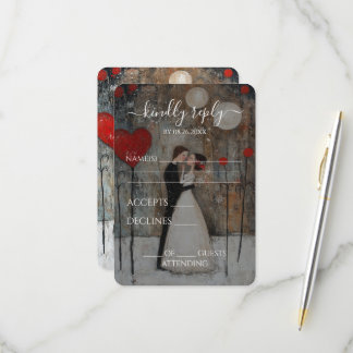 Benutzerdefinierte Whimsical Braut & Bräutigam Hoc RSVP Karte