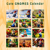 Benutzerdefinierte whimsical Garten-Gnom-Kunst  Kalender