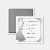 Benutzerdefinierte White Peacock Wedding speichert Magnet (Vorderseite/Rückseite)