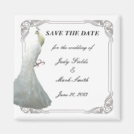 Benutzerdefinierte White Peacock Wedding speichert Magnet