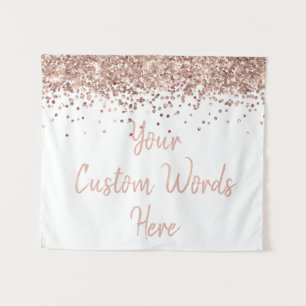 Benutzerdefinierte White Rose Gold Geburtstagsfeie Wandteppich