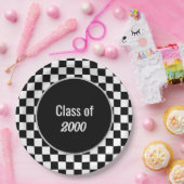 Benutzerdefinierte Wiedersehen mit schwarzer Check Pappteller (Party)