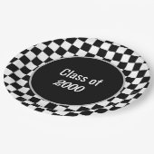 Benutzerdefinierte Wiedersehen mit schwarzer Check Pappteller (Schrägansicht)