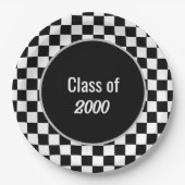 Benutzerdefinierte Wiedersehen mit schwarzer Check Pappteller (Vorderseite)