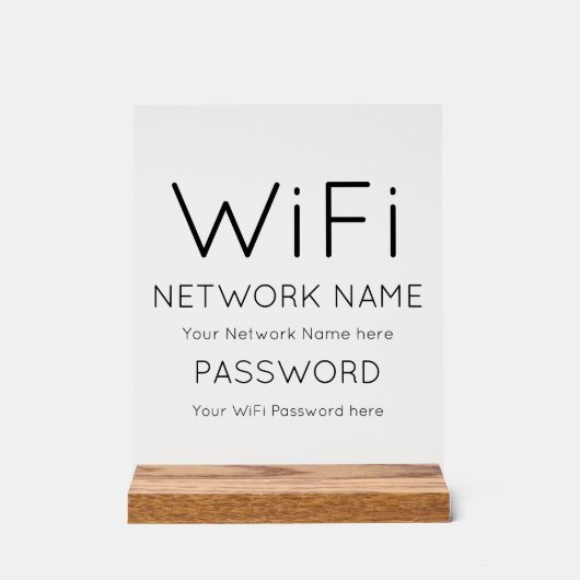 Benutzerdefinierte Wifi-Details - Akryllische Besc Acrylschild (Vorderseite)