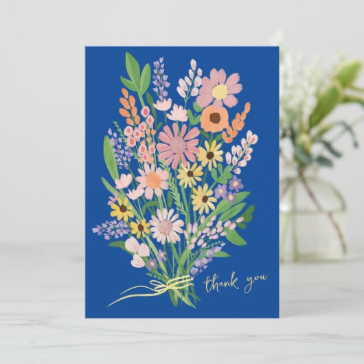 Benutzerdefinierte Wildblumen Dankeskarte (Stehend Vorderseite)