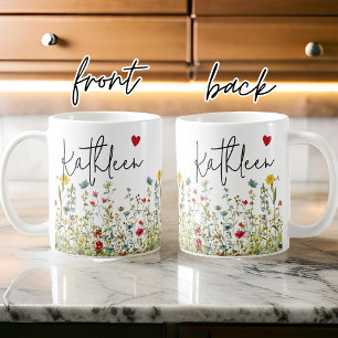 Benutzerdefinierte Wildblumen-Tasse, Florales Hoch Kaffeetasse