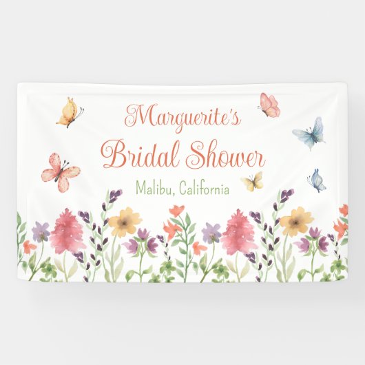 Benutzerdefinierte Wildblumen und Schmetterlinge B Banner (Horizontal)