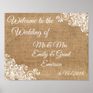 Benutzerdefinierte Willkommen bei der Hochzeit von Poster