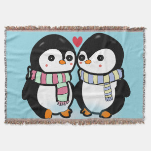 Benutzerdefinierte Winter-Pinguin-Liebe Decke