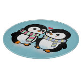 Benutzerdefinierte Winter Pinguin Liebe Schneidebrett (Ecke)