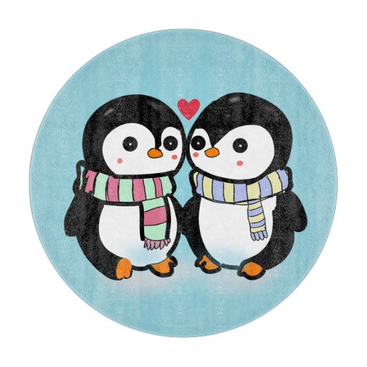 Benutzerdefinierte Winter Pinguin Liebe Schneidebrett (Vorderseite)