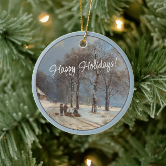 Benutzerdefinierte Winter Wonderland Landschaftsku Keramik Ornament