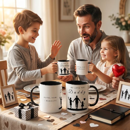 Benutzerdefinierte „Wir lieben dich, Daddy“ Silhou Tasse