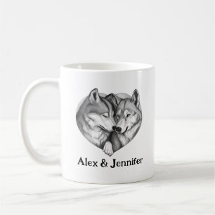Benutzerdefinierte Wolfspaar-Namen Personalisiert Kaffeetasse