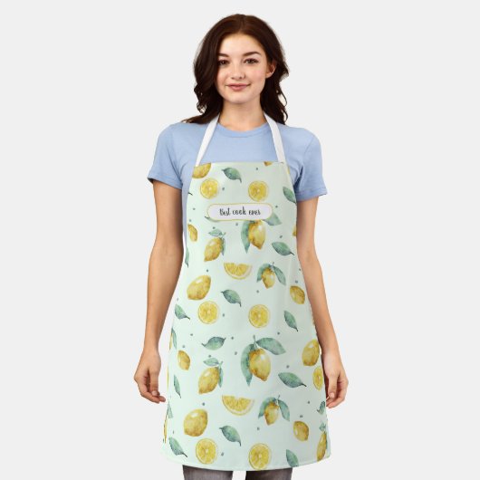 Benutzerdefinierte Wörter Aquarelllemonen Schürze (Getragen)