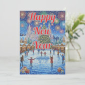 Benutzerdefinierte wunderliche Winter-Feuerwerk-Fe Feiertagskarte (Stehend Vorderseite)