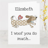 Benutzerdefinierte Wurst Hunde Dackel Valentinstag Karte (Gelbe Blume)