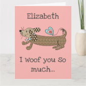 Benutzerdefinierte Wurst Hunde Dackel Valentinstag Karte (Vorderseite)