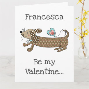 Benutzerdefinierte Wursthund-Dachshund-Valentinsta Karte