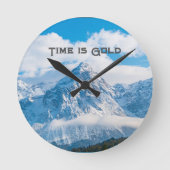 Benutzerdefinierte Zeit ist die "Gold Text Sky Ima Runde Wanduhr (Vorderseite)